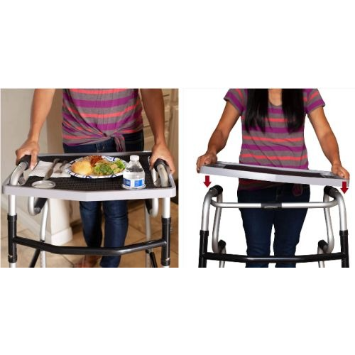 North American Walker Tray With Grip Mat, Gray