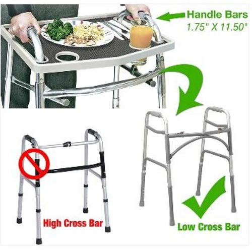 North American Walker Tray With Grip Mat, Gray