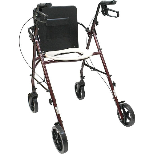 Free2Go Rollator Walker FrameToilet Seat, Burgundy