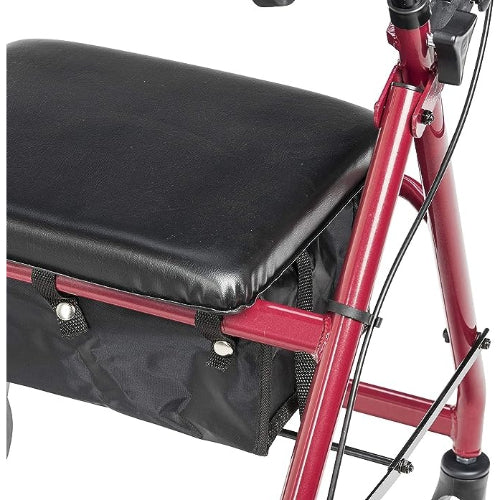 Drive Medical 4-Wheel Rollator with Pouch and Padded Seat, Red