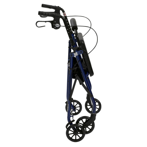 Drive Medical 4-Wheel Rollator with Pouch and Padded Seat, Blue