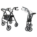 Drive Medical 4 Wheel Rollator Walker with Padded Seat and Storage Pouch for Seniors, Black