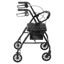 Drive Medical 4 Wheel Rollator Walker with Padded Seat and Storage Pouch for Seniors, Black