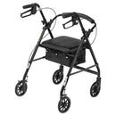 Drive Medical 4 Wheel Rollator Walker with Padded Seat and Storage Pouch for Seniors, Black