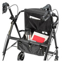 Drive Medical 4 Wheel Rollator Walker with Padded Seat and Storage Pouch for Seniors, Black