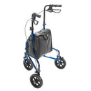 Drive Medical 3 Wheel Rollator with Pouch and Basket Loop Brake, Flame Blue