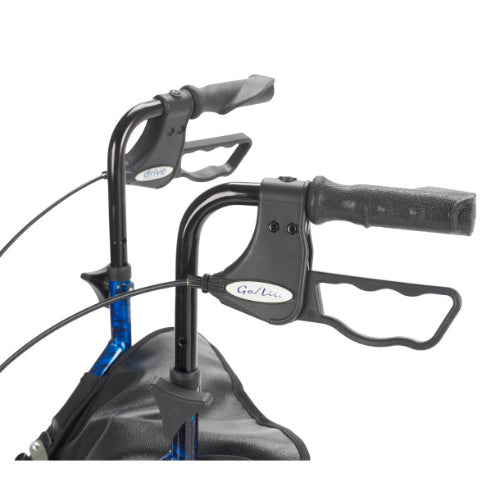 Drive Medical 3 Wheel Rollator with Pouch and Basket Loop Brake, Flame Blue