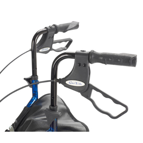 Drive Medical 3 Wheel Rollator with Pouch and Basket Loop Brake, Flame Blue
