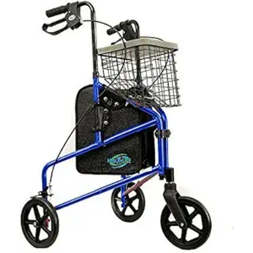 Rollator 3-Wheeled withPouch & Basket Loop Brake -Flame Blue