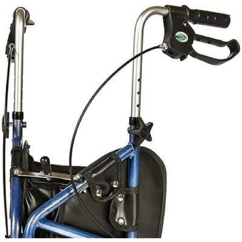 Rollator 3-Wheeled withPouch & Basket Loop Brake -Flame Blue