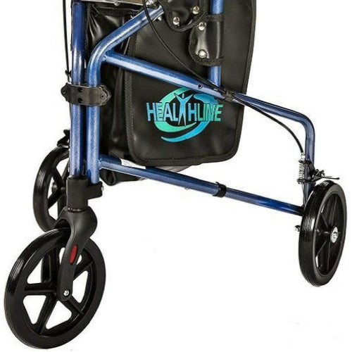 Rollator 3-Wheeled withPouch & Basket Loop Brake -Flame Blue
