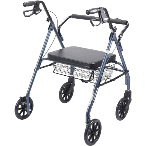 Drive Medical Oversized Rollator with Loop Brakes, Blue Bariatric Steel