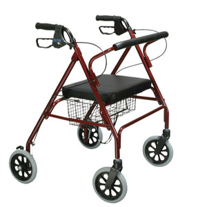Drive Medical Oversize Bariatric Steel Rollator with Loop Brakes, Red