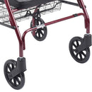 Drive Medical Oversize Bariatric Steel Rollator with Loop Brakes, Red