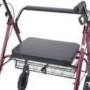 Drive Medical Oversize Bariatric Steel Rollator with Loop Brakes, Red