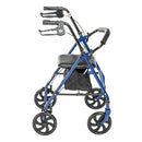 Medline 4 Wheel Steel Rollator with 8 inch Casters with Basket Loop, Blue