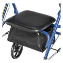 Medline 4 Wheel Steel Rollator with 8 inch Casters with Basket Loop, Blue