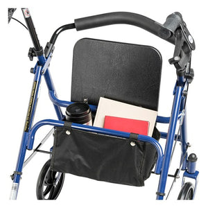 Medline 4 Wheel Steel Rollator with 8 inch Casters with Basket Loop, Blue Hover