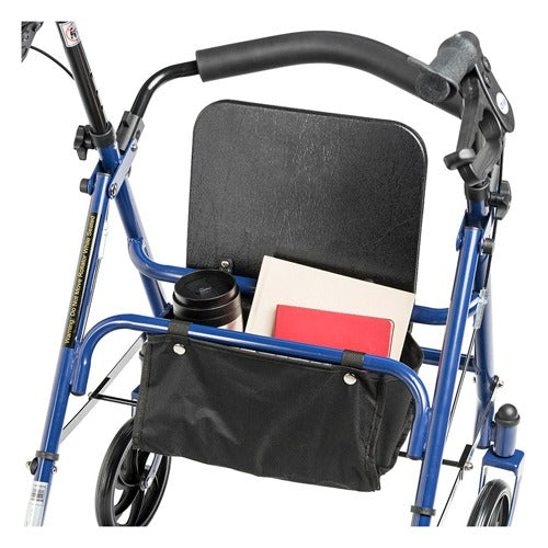 Medline 4 Wheel Steel Rollator with 8 inch Casters with Basket Loop, Blue