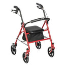 Drive Medical Foldable red rollator walker with basket and seat, Moovkart