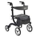 Drive Medical Nitro Euro Rollator Black with Lightweight Frame, 10-Inch Wheels and Folding Design for Stylish Mobility. Moovkart