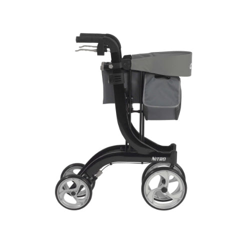 Drive Medical Nitro Euro Style Aluminum Rollator with 10 Inches Casters, Black
