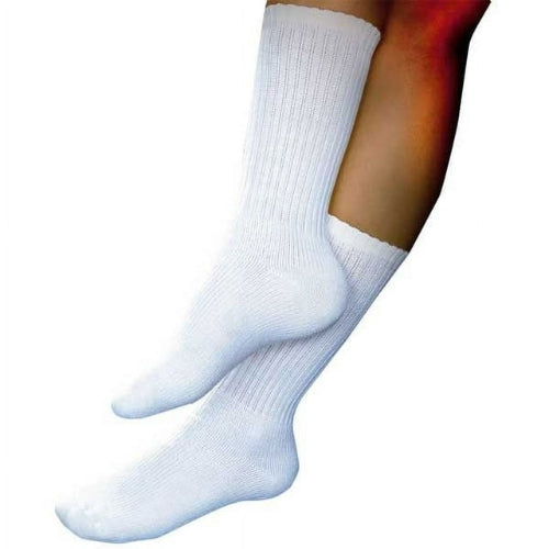 Jobst Sensifoot Over-the-Calf Sock, White, with a cushioned sole, moisture-wicking fabric, and low-profile toe seam for comfort. Moovkart