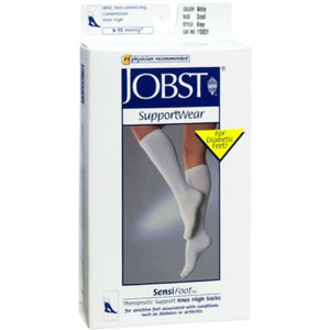 Jobst Sensifoot Over-The-Calf Diabetic Sock for Comfort and Moisture Control, White Hover