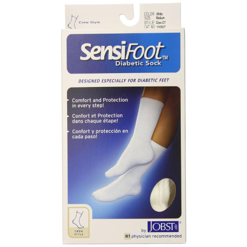 Jobst Sensifoot 8-15 mmHg Diabetic Crew Socks, White, X-Large