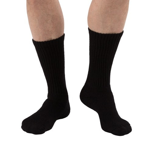 Jobst Sensifoot 8-15 mmHg Diabetic Crew Socks, Black, providing comfort, mild compression, and protection for diabetic feet, Moovkart