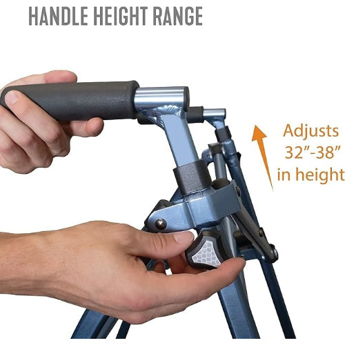 Stander Wonder Folding Walker with Basket and Locking Wheels for Travel and Mobility, Cobalt Blue