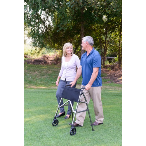 Stander Two Wheel, EZ Fold-N-Go Walker for Seniors, Lightweight, Black Walnut