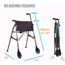 Wonder Compact Folding Mobility Walker with Wheels, Desert Sand, 400 lbs Weight Capacity
