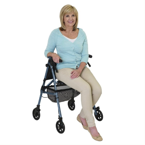 Stander EZ Fold-N-Go Rollator Rolling Walker for Seniors, Cobalt Blue, Each
