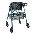 Lightweight Stander EZ Fold-N-Go Rollator in Cobalt Blue, foldable for easy storage and travel. Moovkart
