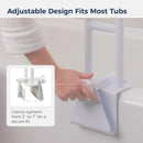 Drive Medical Tub Rail, 16 Inch Fixed Height, White, Clamp-On Design with Adjustable Clamp