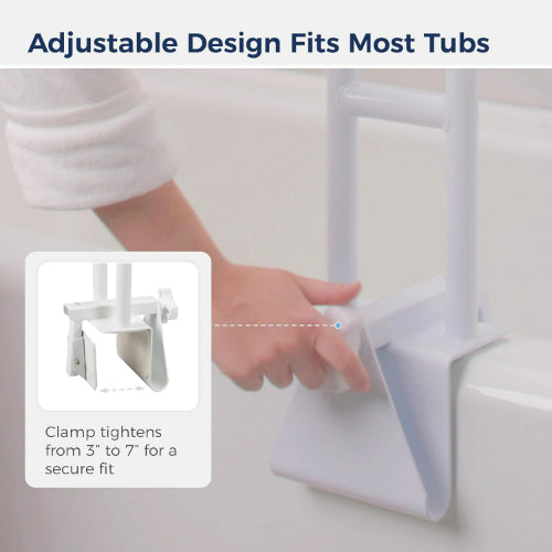 Drive Medical Tub Rail Clamp On Retail Pack, White