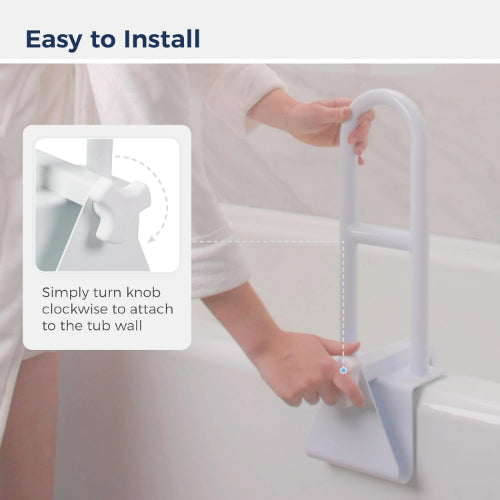 Drive Medical Tub Rail Clamp On Retail Pack, White