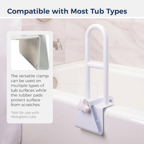 Drive Medical Tub Rail Clamp On Retail Pack, White