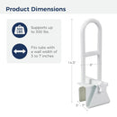 Drive Medical Tub Rail, 16 Inch Fixed Height, White, Clamp-On Design with Adjustable Clamp