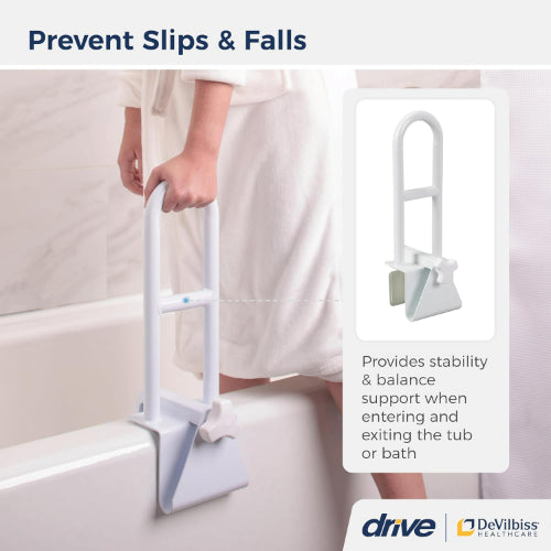 Drive Medical Tub Rail Clamp On Retail Pack, White