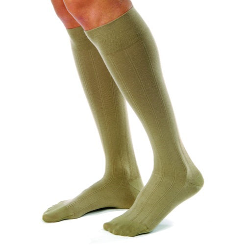 Jobst for Men Casual 15-20 mmHg Compression Socks, Khaki, designed for circulation support, comfort, and everyday wear. Moovkart