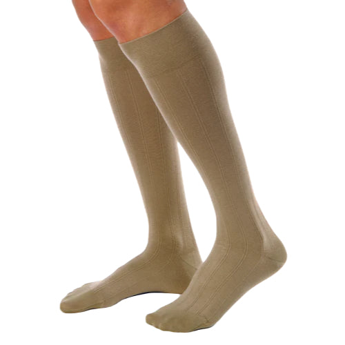 Jobst Men's Casual Knee-High Compression Socks, 20-30 mmHg, Khaki, Large, providing support for circulation and comfort. Moovkart