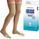 Jobst Relief beige thigh high stockings with open toe for airflow and leg circulation, Moovkart