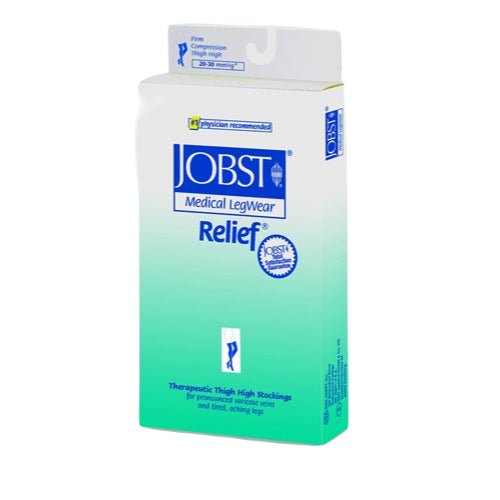 Jobst Relief 20-30 Thigh Closed Toe Beige Medium Silicone Band
