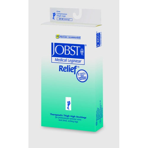 Jobst Relief 30-40 mmHg Thigh-High Compression Stockings, Closed Toe with Silicone Band