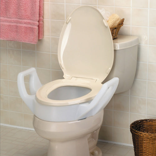 Ableware Elevated Toilet Seat with Arms Elongated, 19 Inches