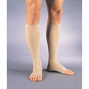 Jobst Relief Knee High Open Toe Compression Socks 15-20mmHg in Beige for improved circulation, leg support, and comfort, Moovkart.


