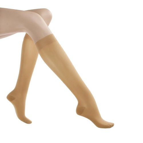 Beige Jobst Relief 15-20 mmHg closed-toe knee-high compression socks, medium size