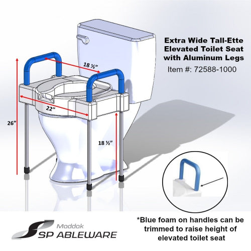 Ableware Extra Wide Tall-Ette Elevated Toilet Seat With Legs, Aluminum